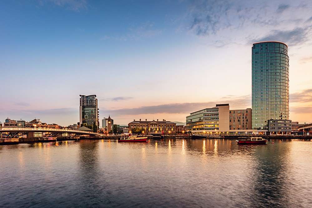 Belfast River Lagan Panorama at Night Northern Ireland